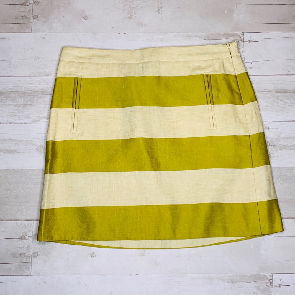 JCrew Gold Stripe Linen Skirt